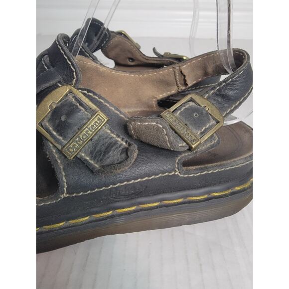 DR MARTENS Y2K Vtg UK 10 Black Distressed Leather Fisherman Sandals England main image 9